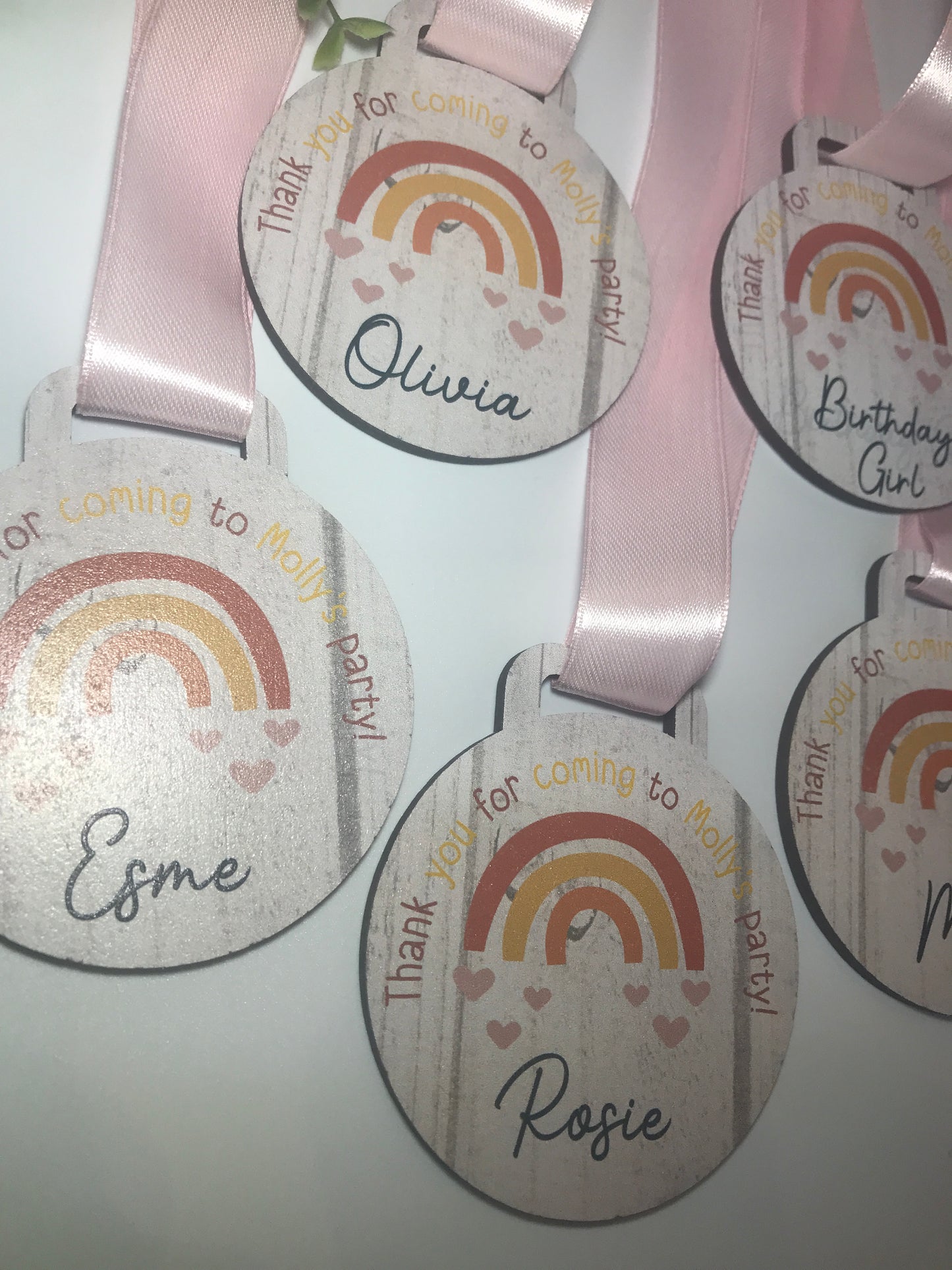Personalised wooden birthday medal (can be bought as a set for party favours)