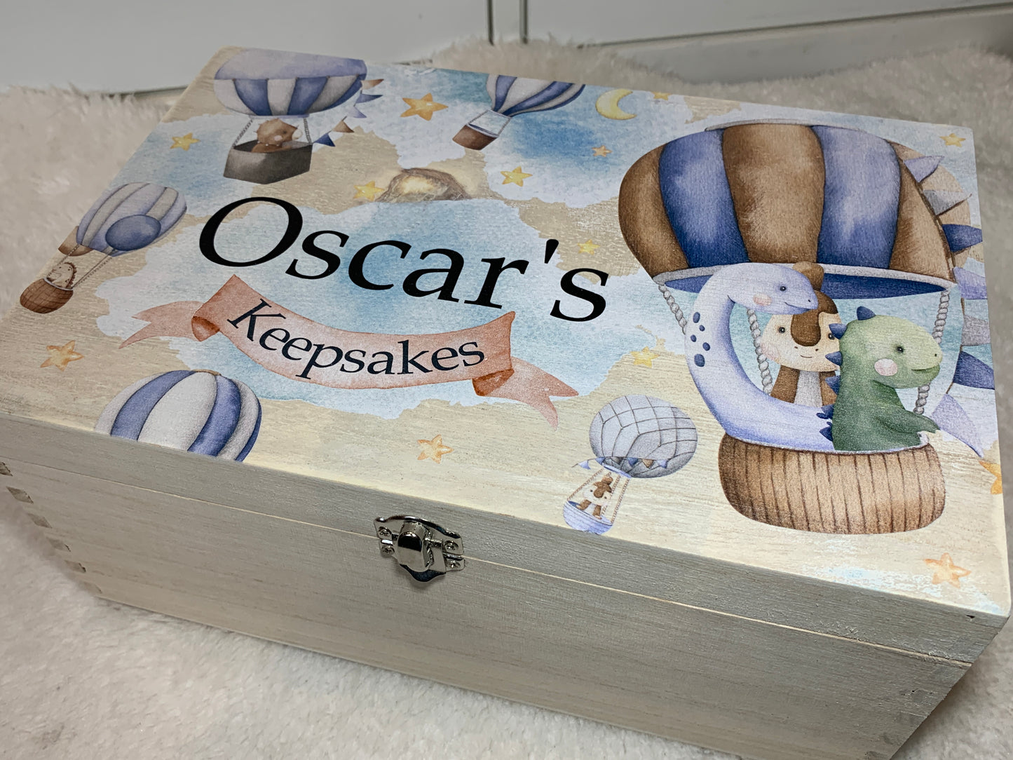Dinosaur hot air balloon keepsake box