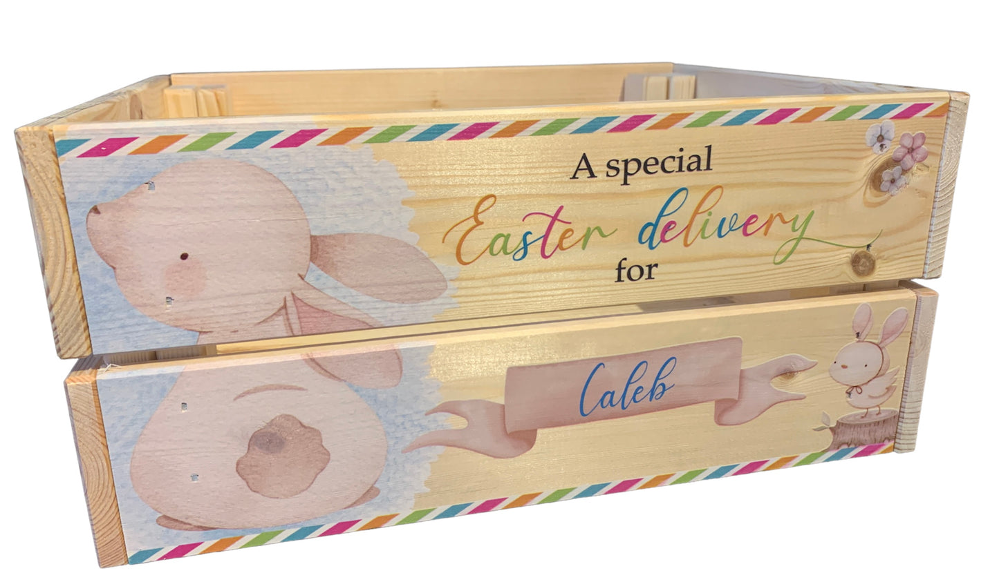 Colourful Rabbit Easter crate