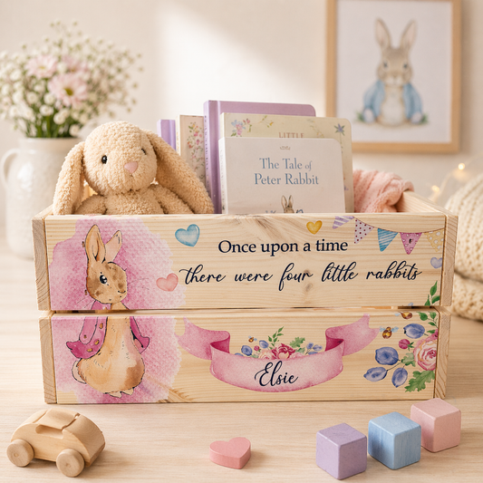 Pink or Blue Rabbit book crate