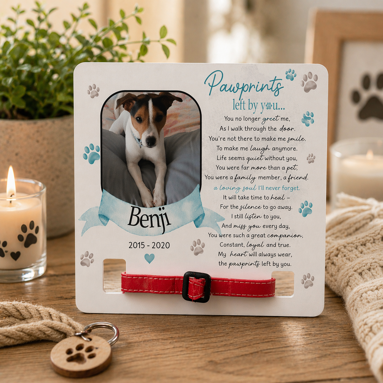 Personalised Pet Memorial Frame with Collar Holder