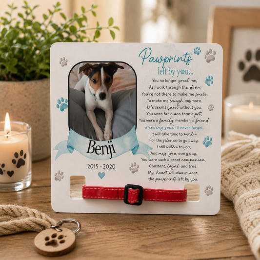 Personalised Pet Memorial Frame with Collar Holder