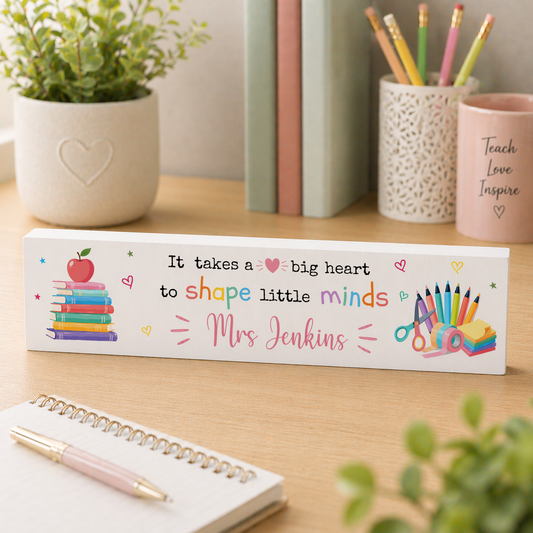 Personalised Teacher Thank You Wooden Block Sign