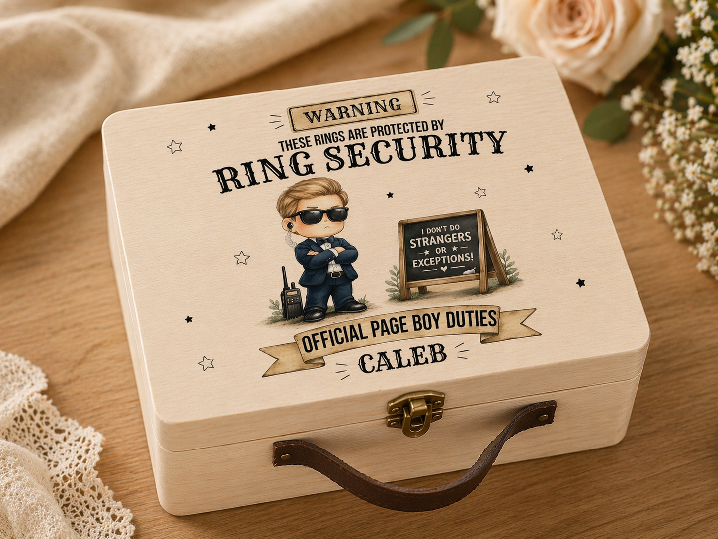 Personalised Wedding Ring Bearer Security Box