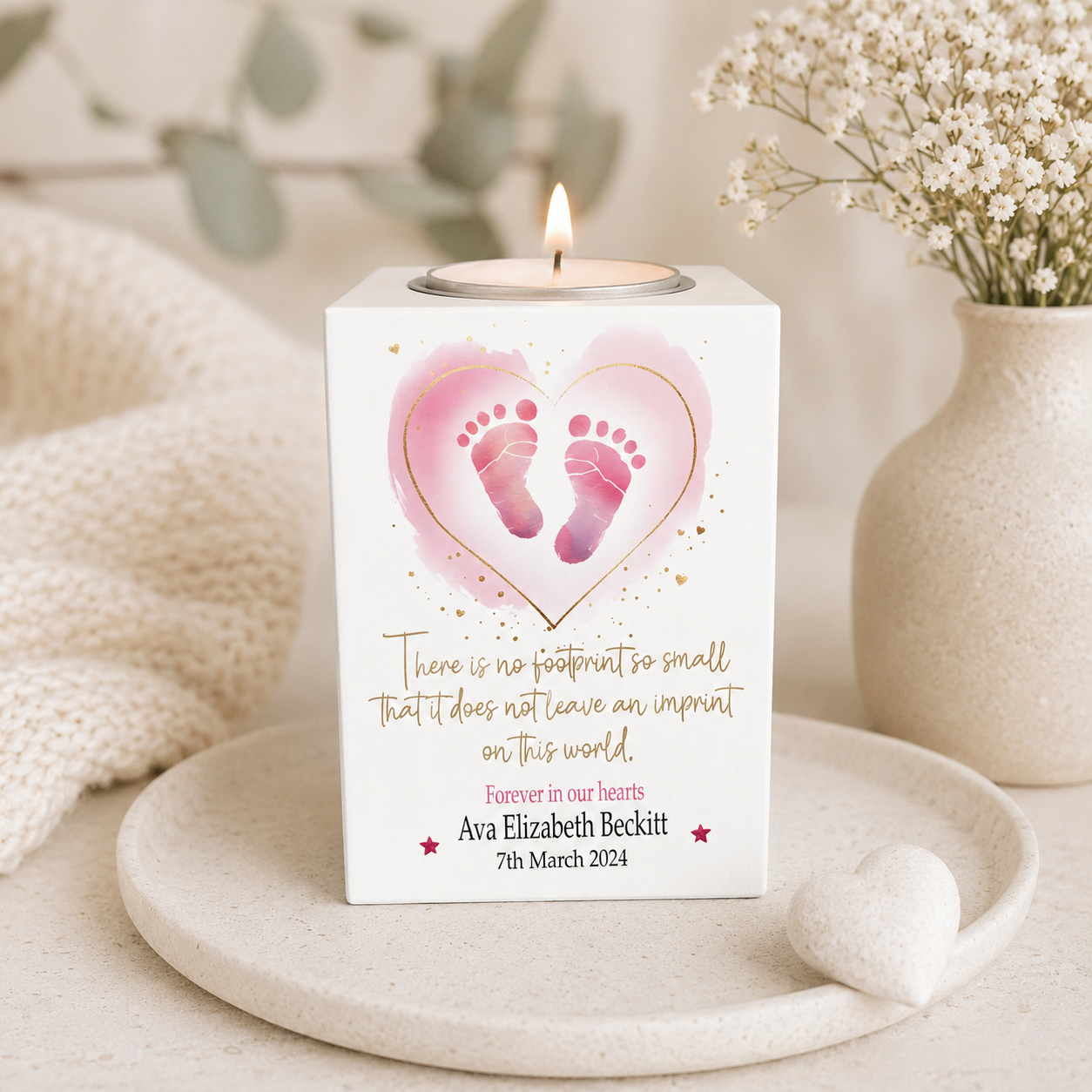 Footprint memory candle holder