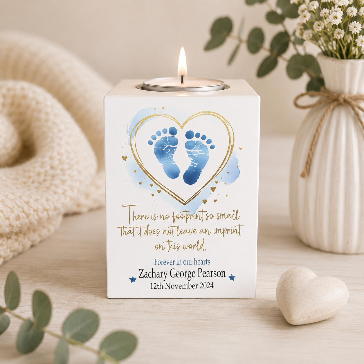 Footprint memory candle holder