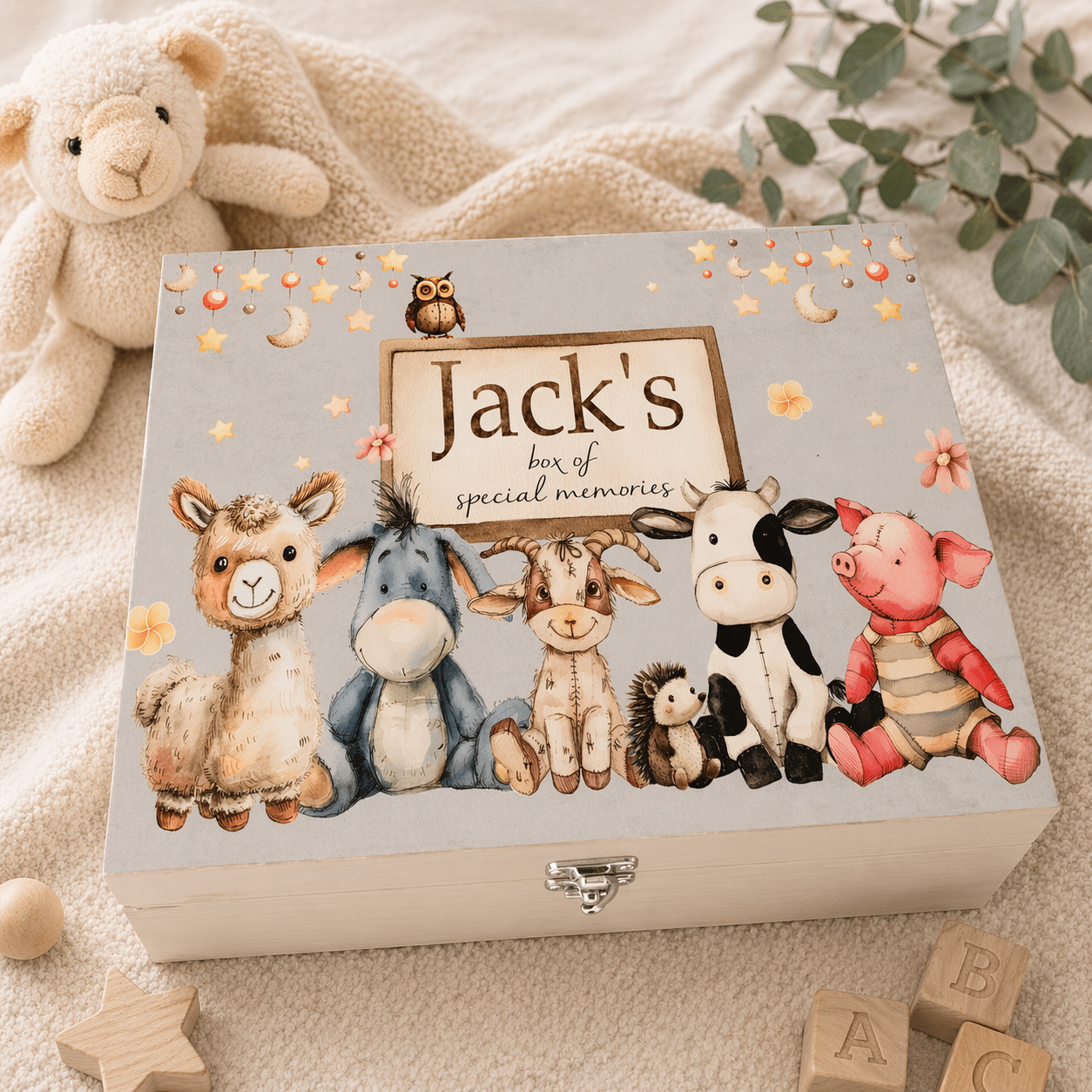 Vintage farm animal keepsake box