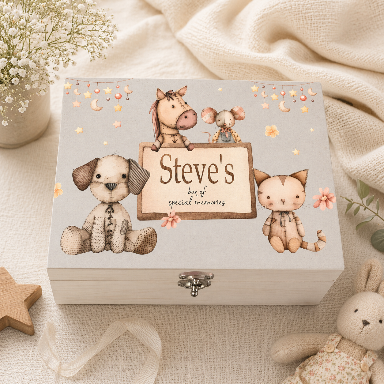 Vintage cat and dog keepsake box