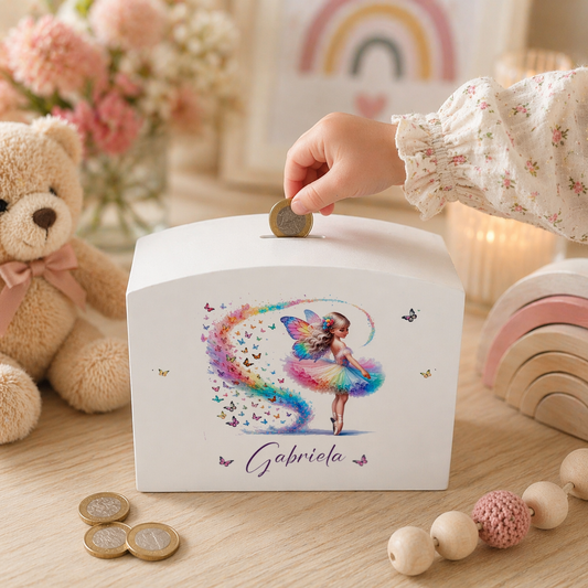Rainbow ballerina money box