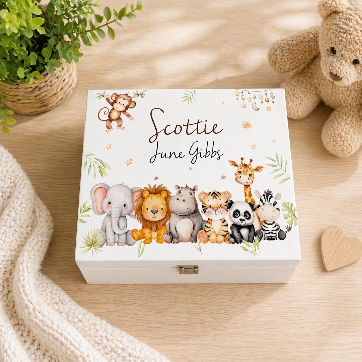 Luxury Safari animal group keepsake box