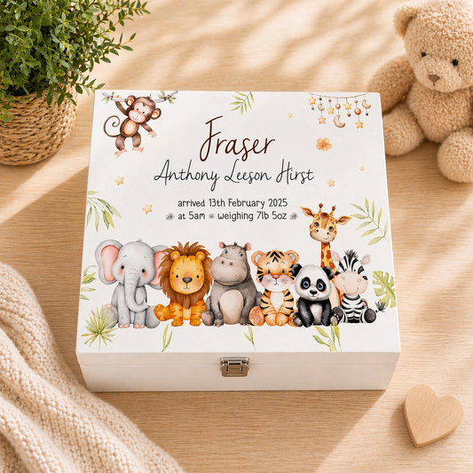 Luxury Safari animal group keepsake box