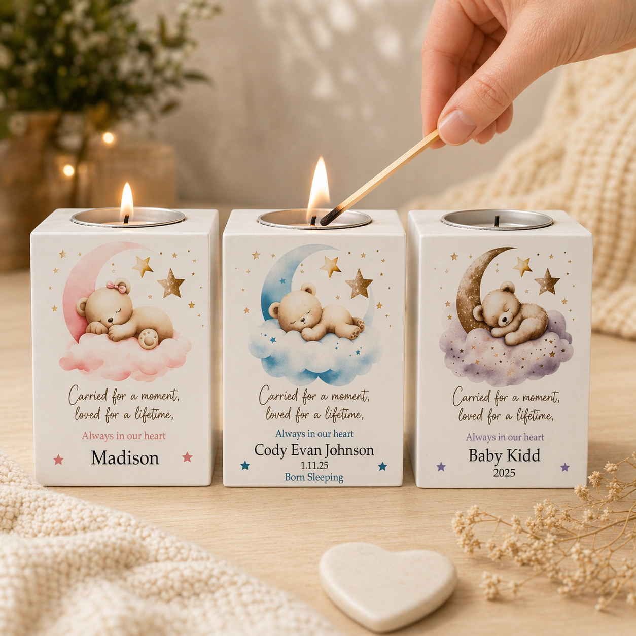 Teddy memory candle holder
