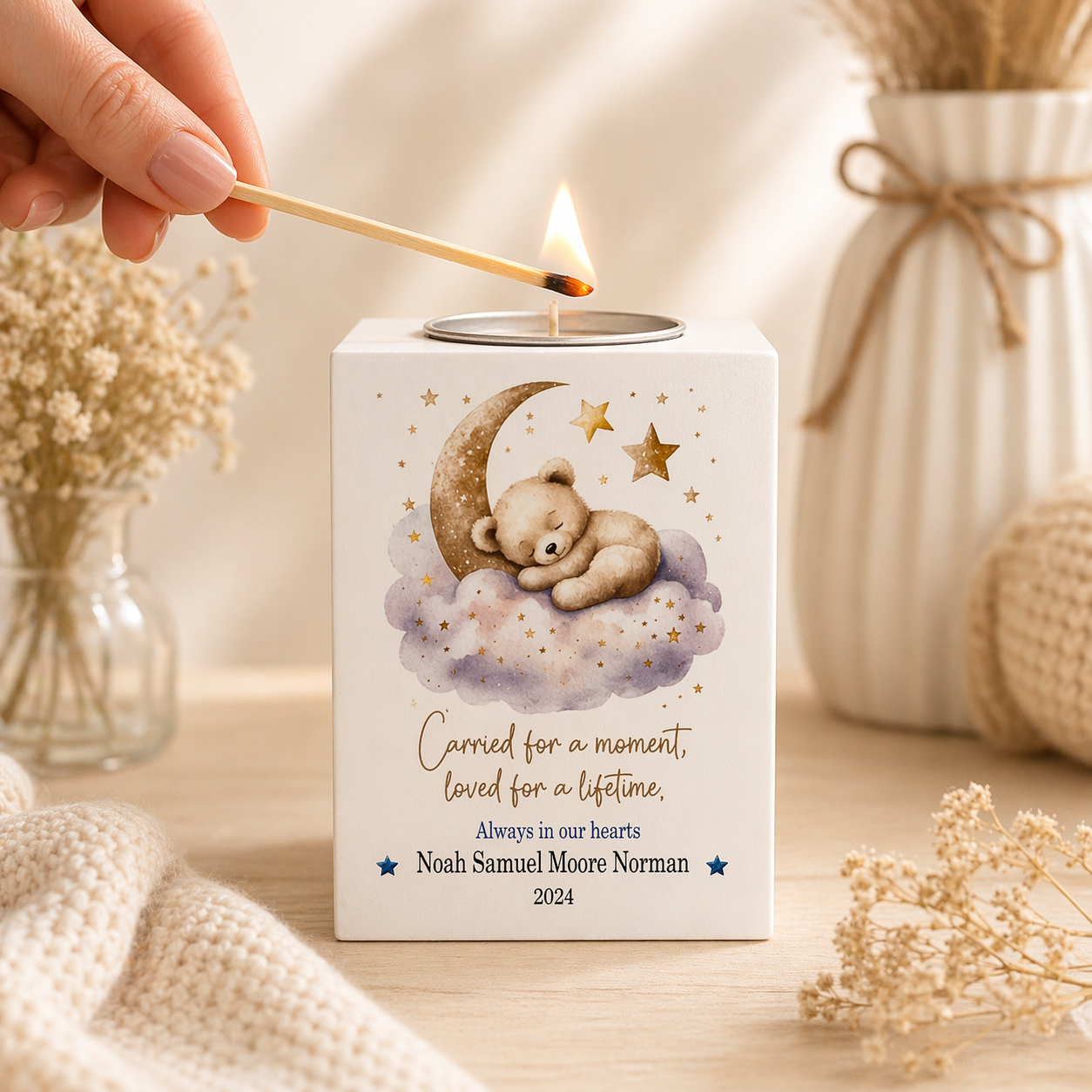Teddy memory candle holder