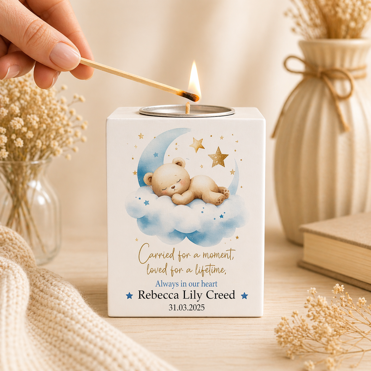 Teddy memory candle holder