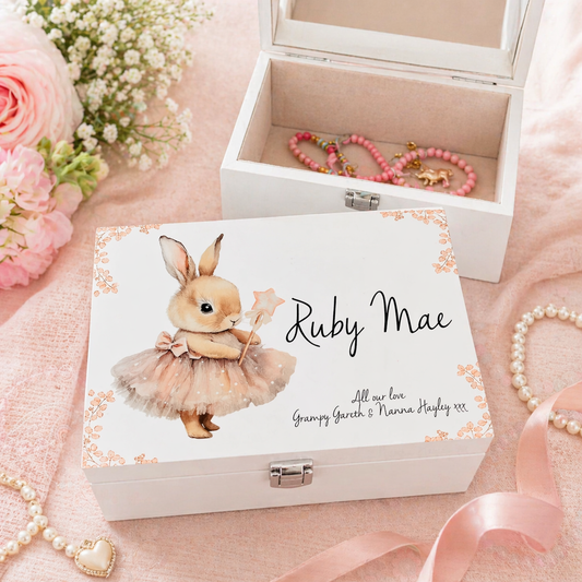 Ballerina Rabbit luxury white jewellery box with mirror