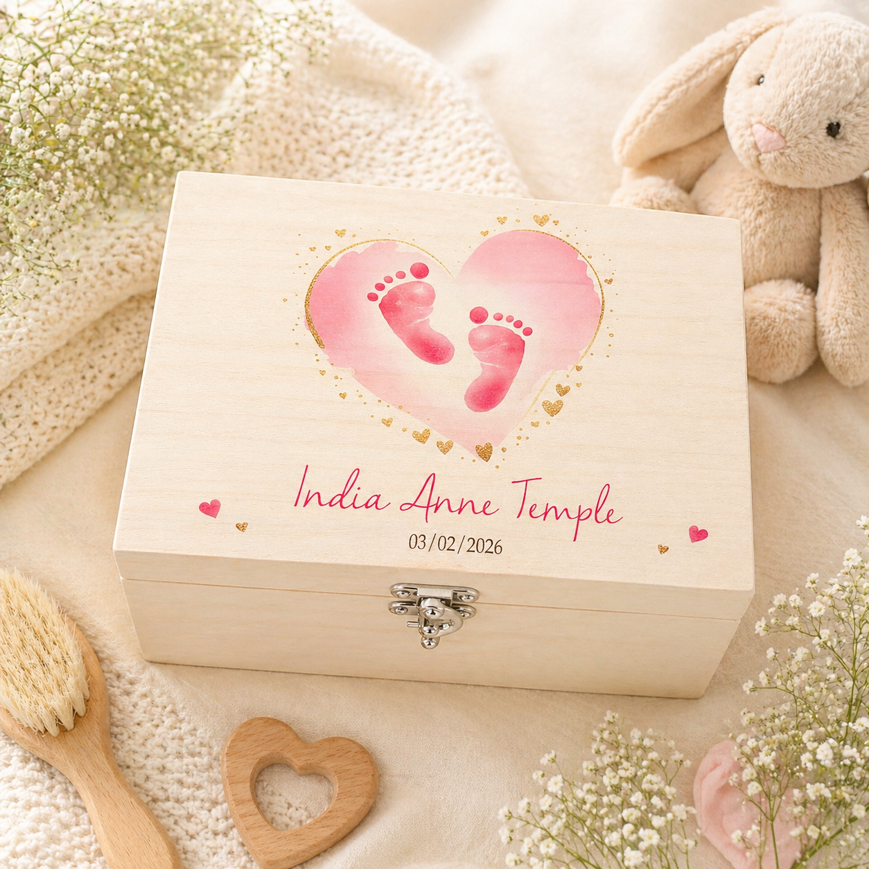 Baby footprint keepsake box
