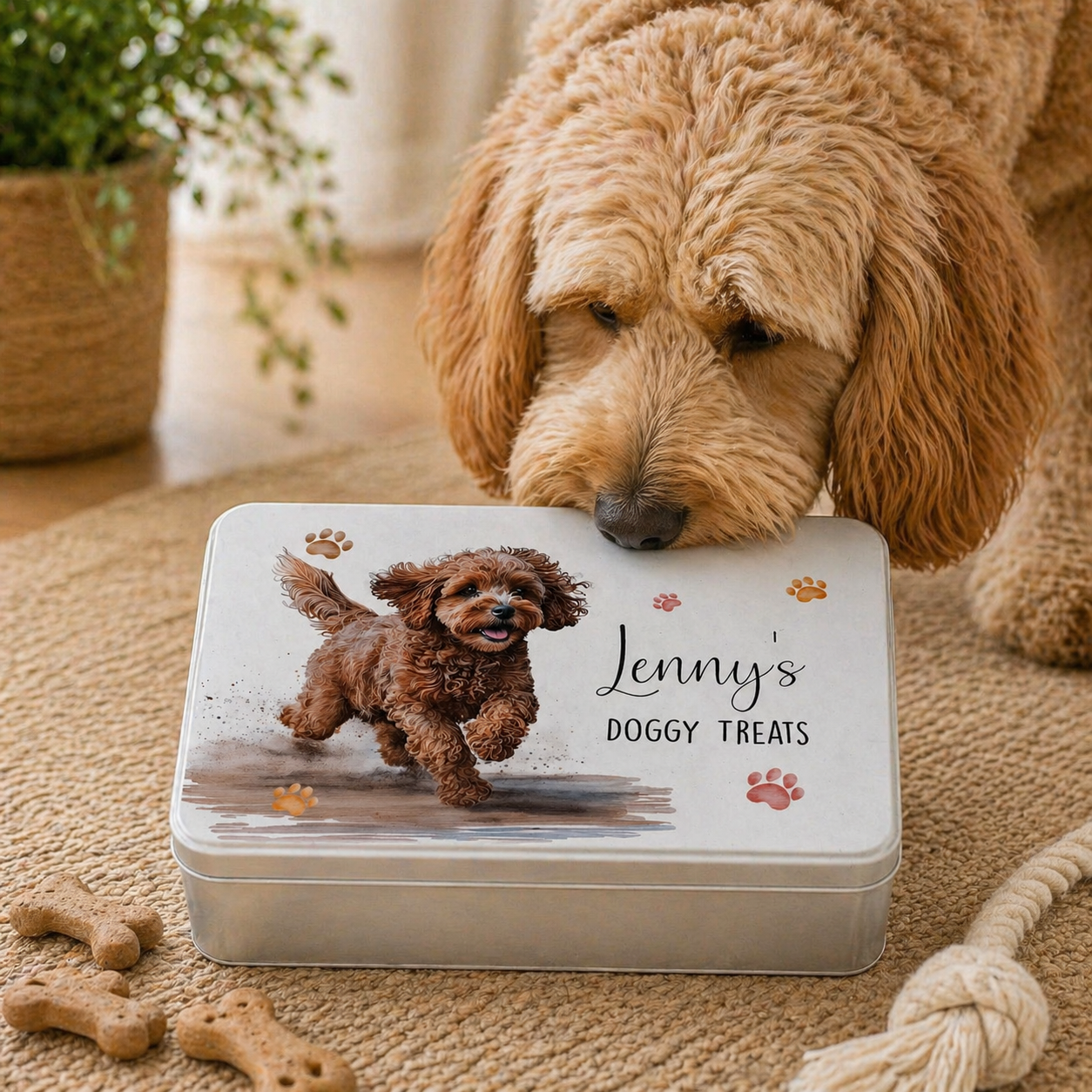 Dog treat tin