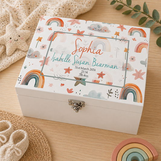 Rainbow Luxury white baby memory box