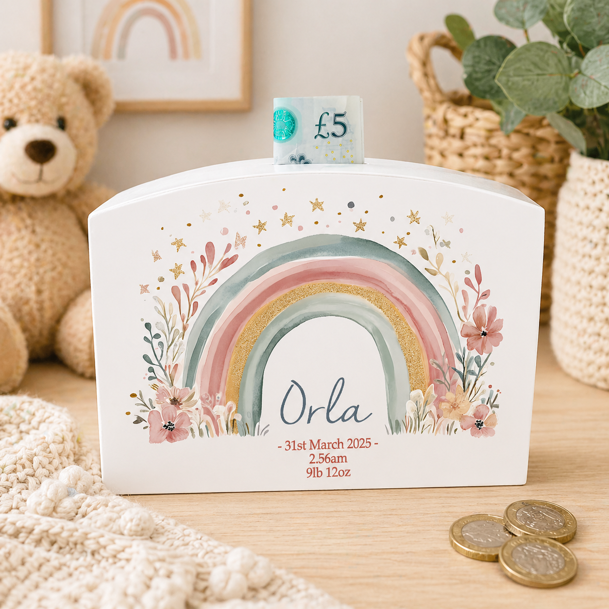 Pastel Rainbow money box