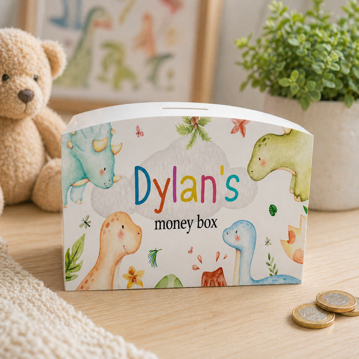 Dinosaur heads money box