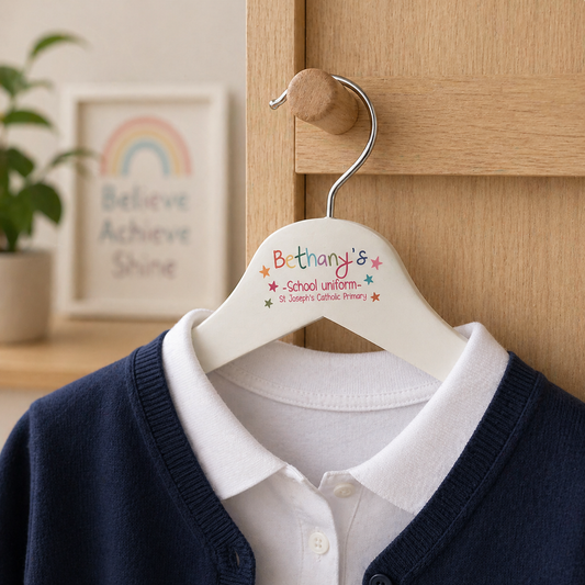 Personalised school uniform hanger