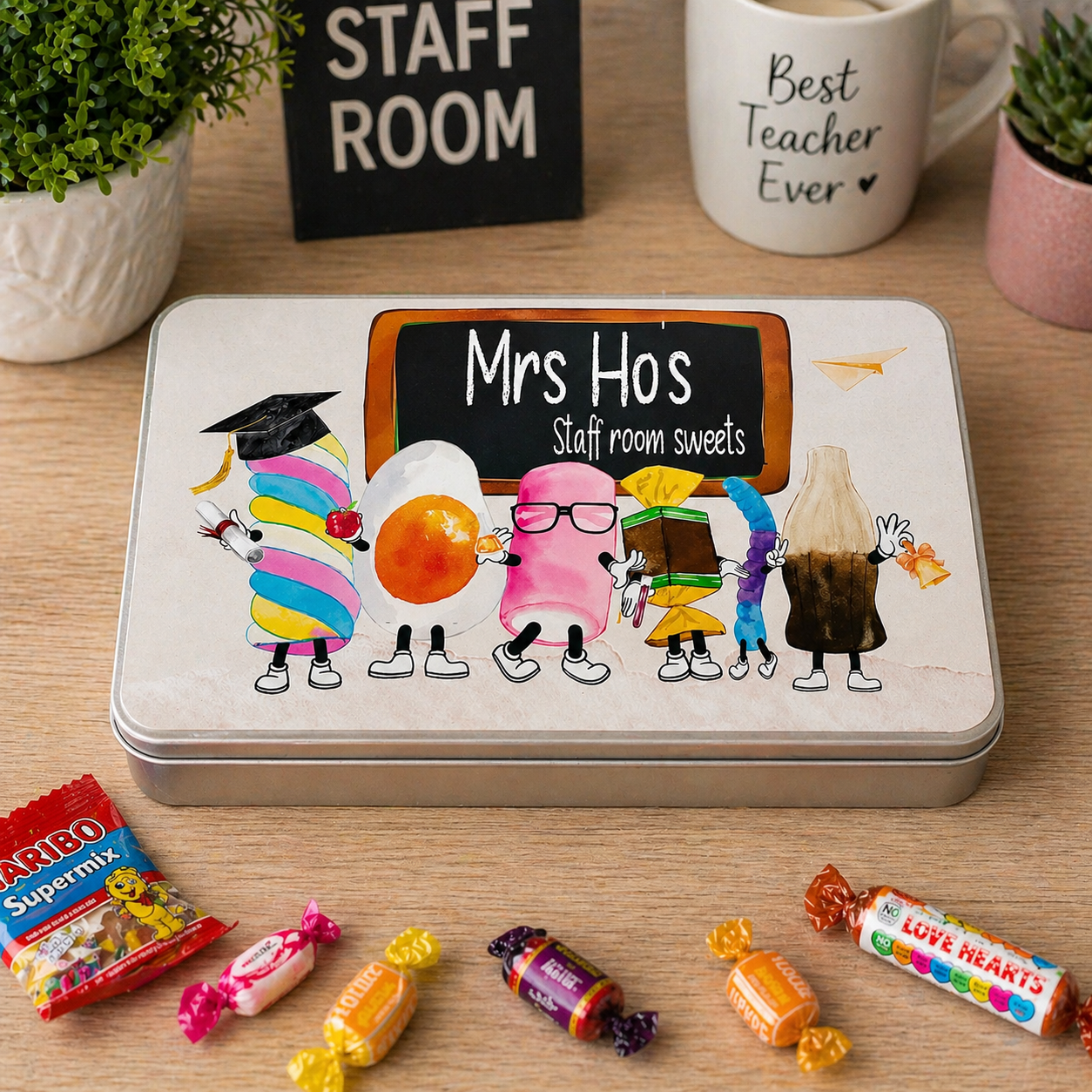 Teacher sweet character tin