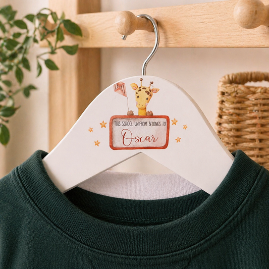 Personalised Giraffe school uniform hanger