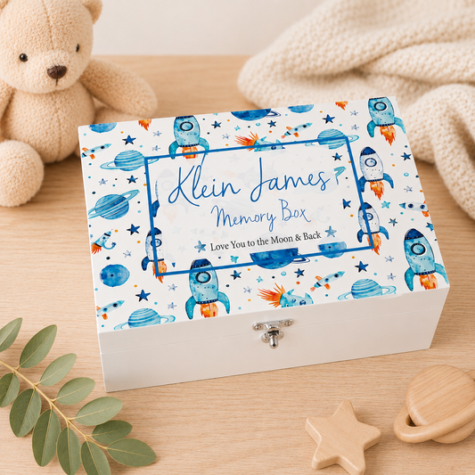 Spaceship Luxury white baby memory box