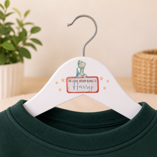 Personalised Dinosaur school uniform hanger