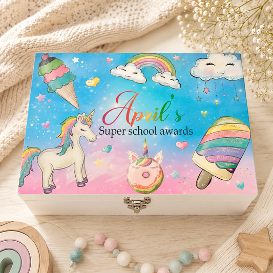 Bright unicorn keepsake box