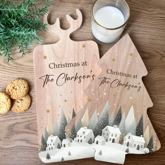 Christmas Village Scene Serving Board