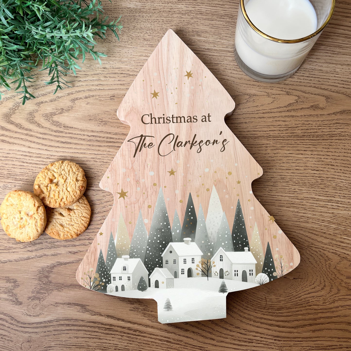 Christmas Village Scene Serving Board