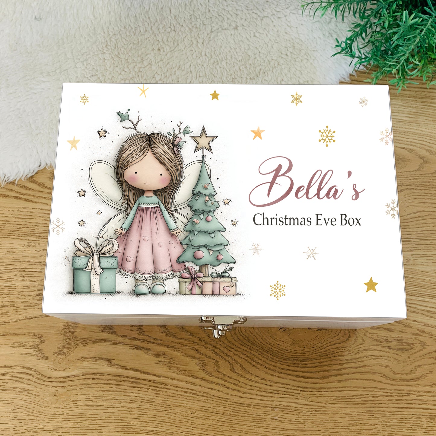 Christmas Fairy Girl Luxury White Christmas Box