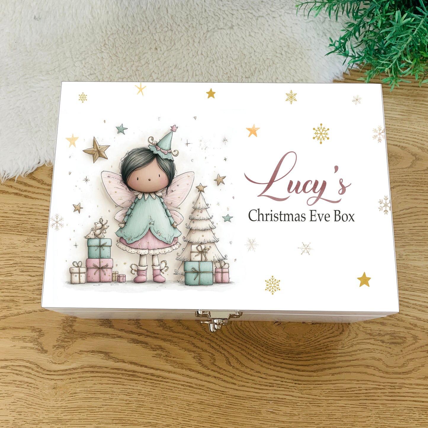 Christmas Fairy Girl Luxury White Christmas Box
