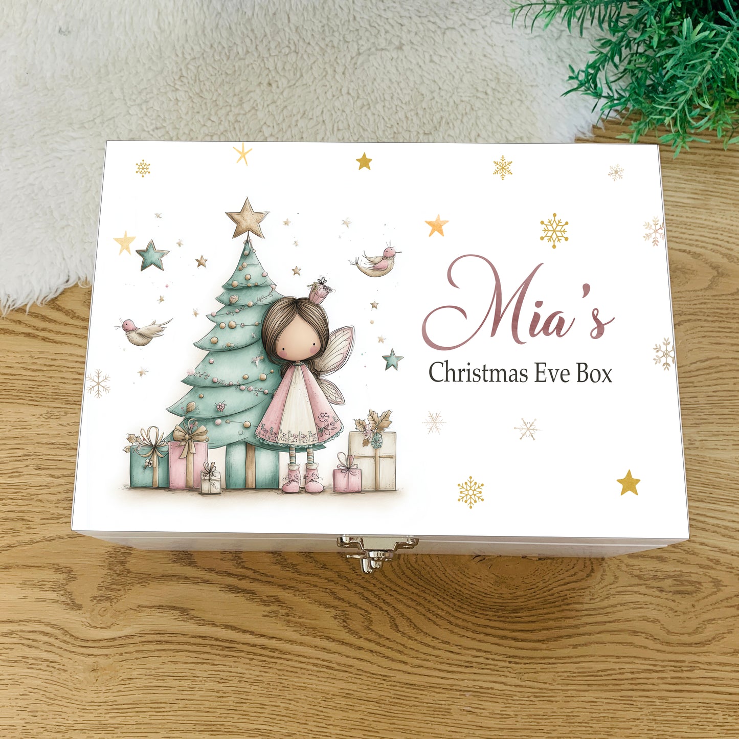 Christmas Fairy Girl Luxury White Christmas Box