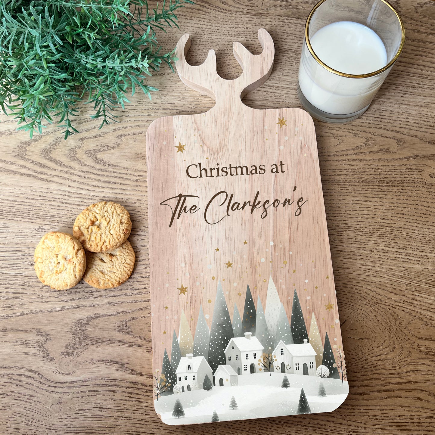 Christmas Village Scene Serving Board