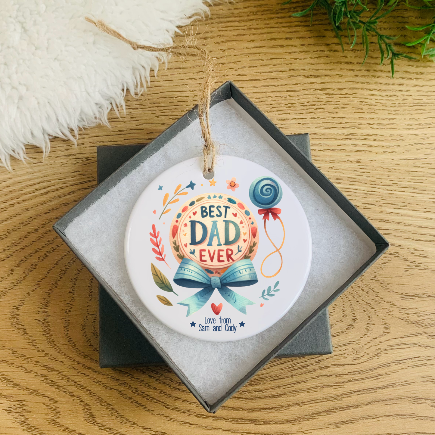 Best Dad medal ceramic ornament