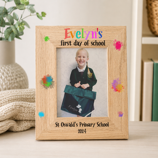 First Day of School splatter photo frame