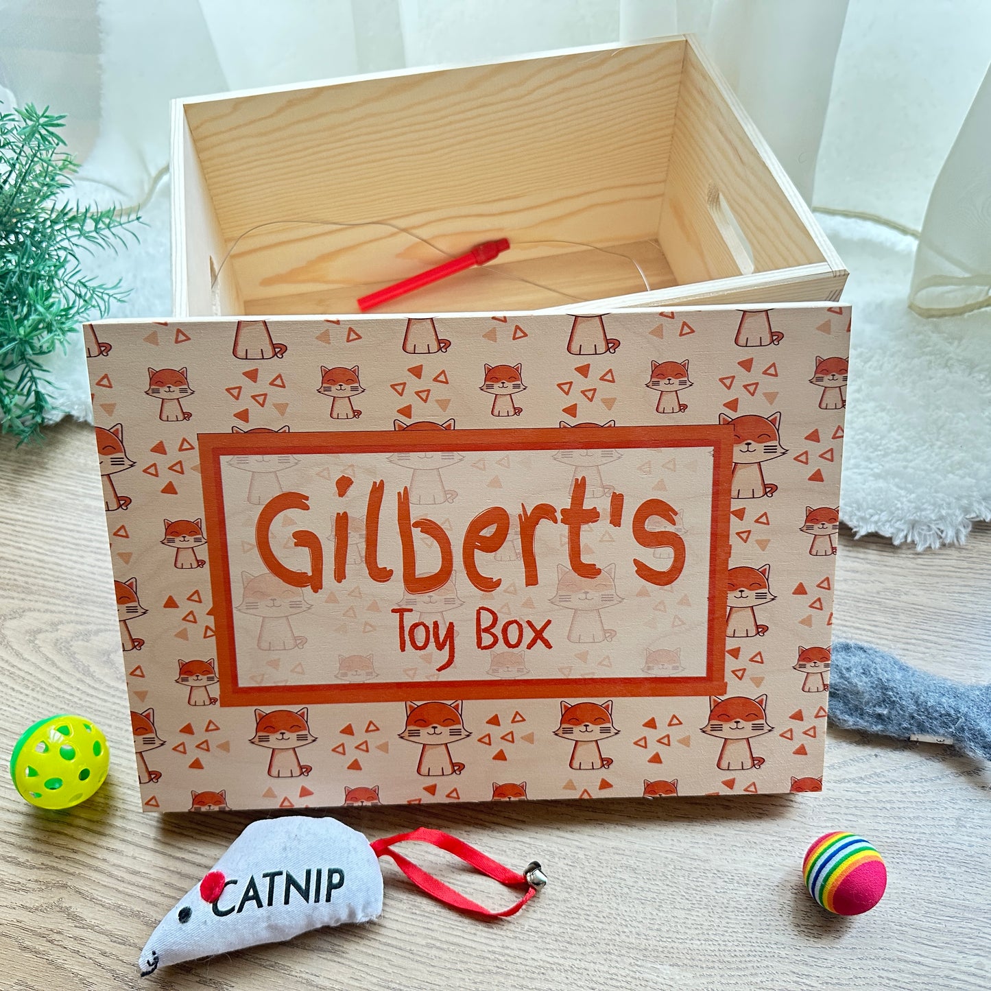 Cat Toy Box Lift Off Lid Box