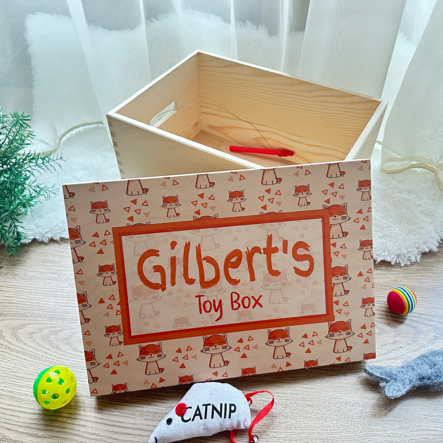 Cat Toy Box Lift Off Lid Box