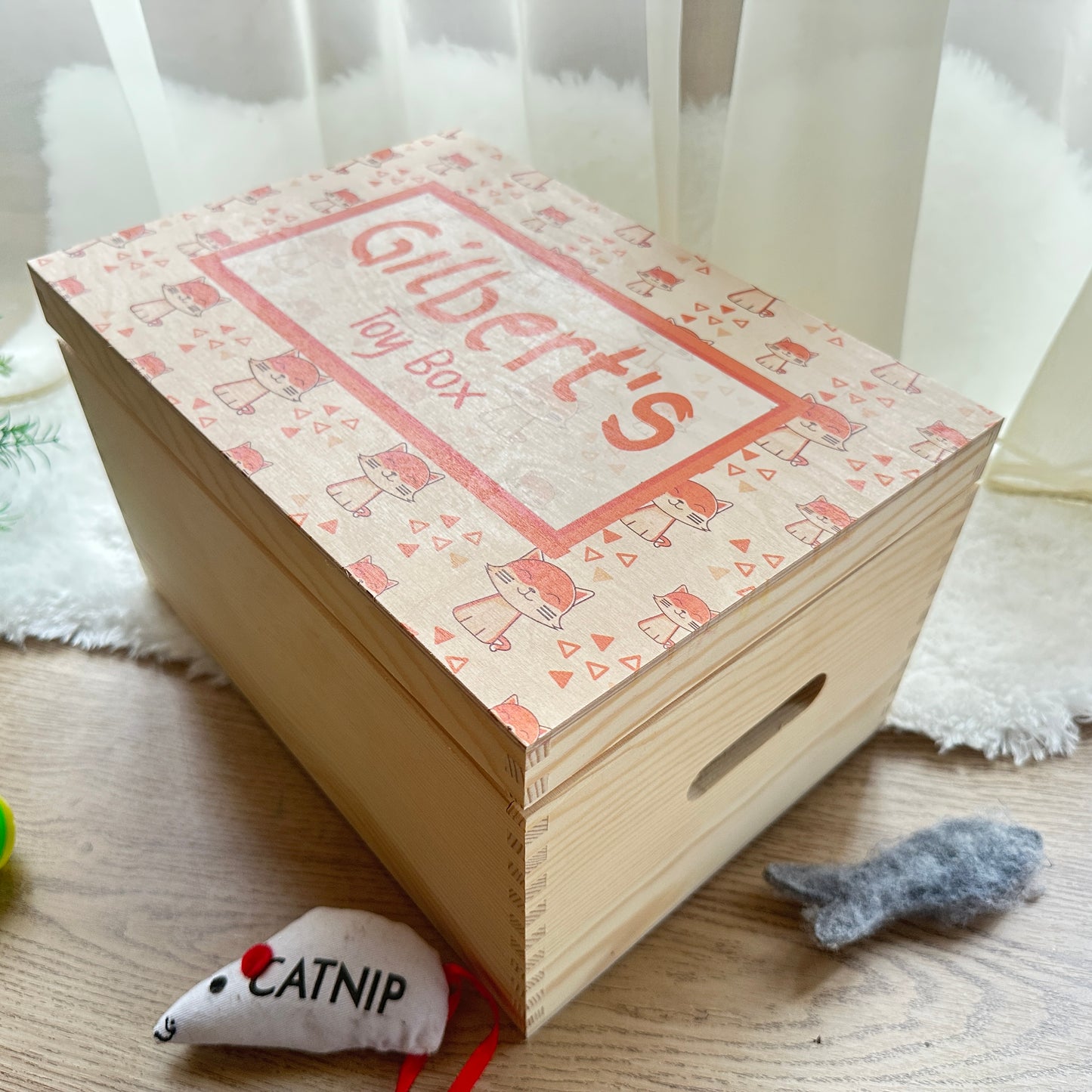 Cat Toy Box Lift Off Lid Box