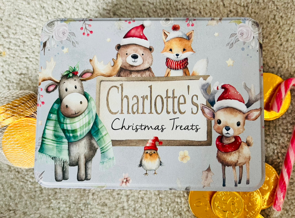 Woodland Animals Christmas tin