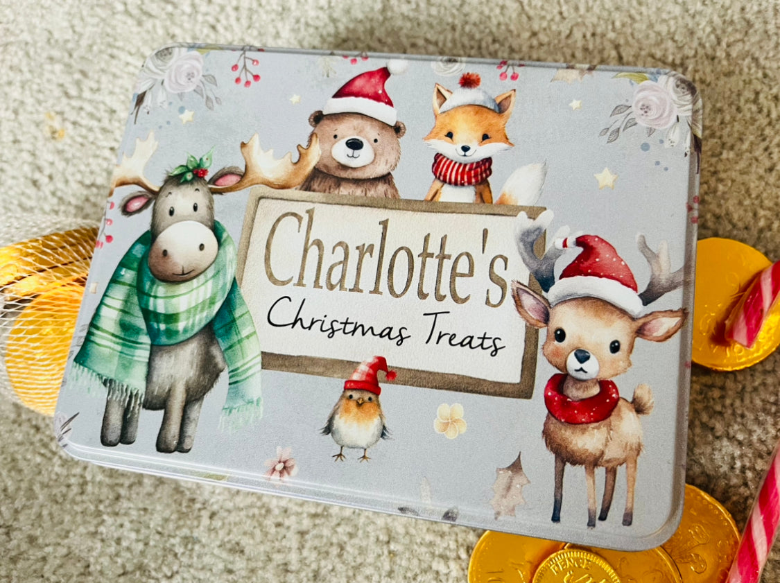 Woodland Animals Christmas tin