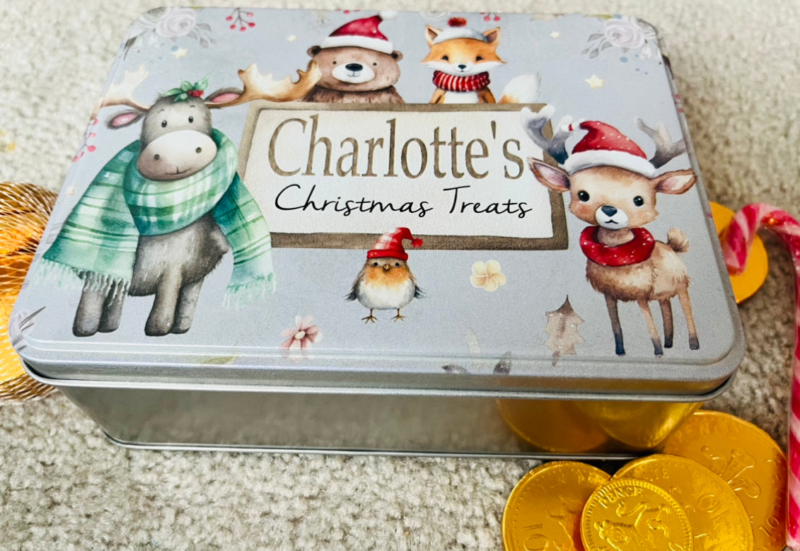 Woodland Animals Christmas tin