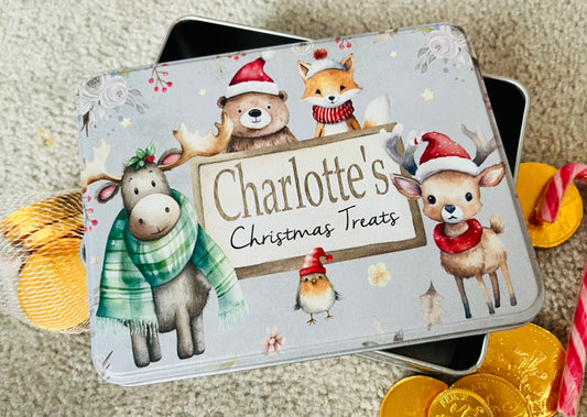 Woodland Animals Christmas tin