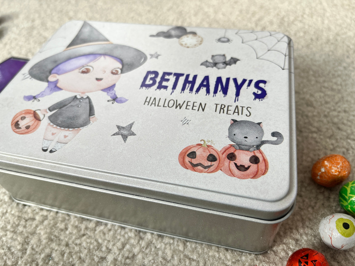 Witch Halloween tin