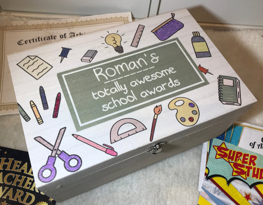 Blue stars school awards memory box