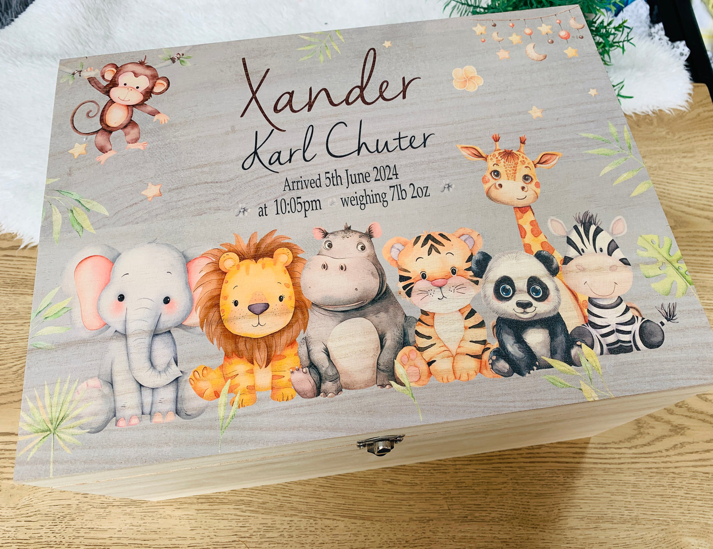 Safari animals keepsake box