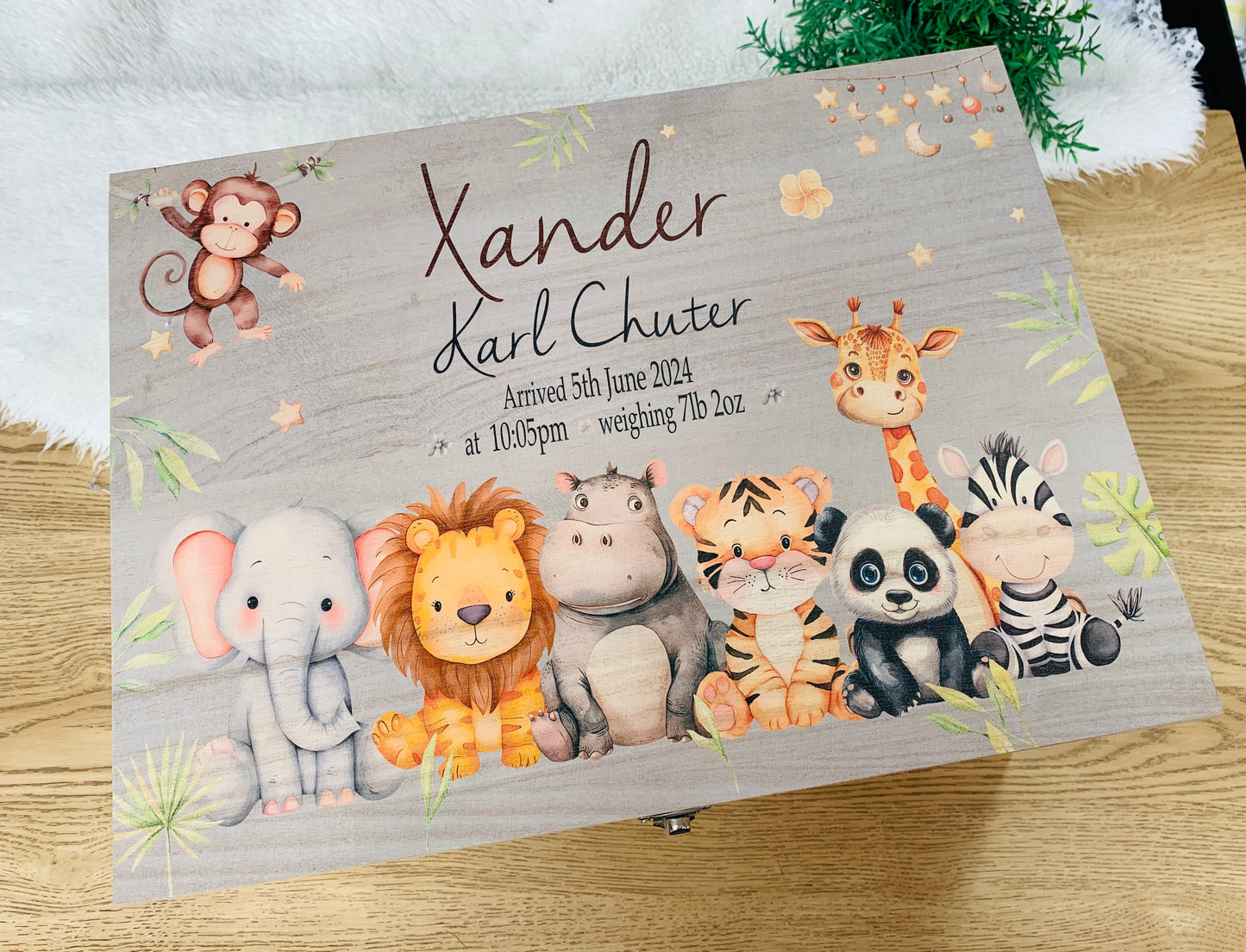 Safari animals keepsake box