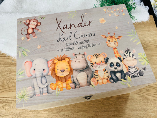 Safari animals keepsake box